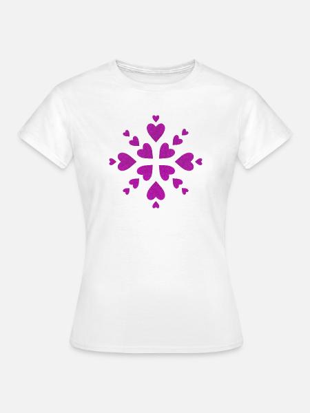Mandala Herzen Fuchsia - Frauen T-Shirt - Weiß