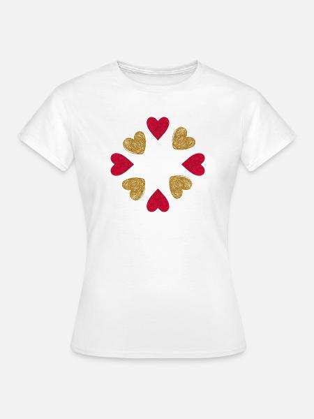Kreis der Herzen Glitzer Rotgold - Frauen T-Shirt - Weiß