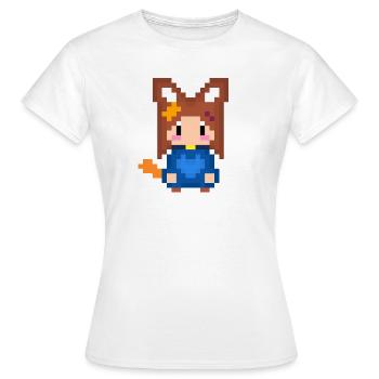 Pixel Kitsune Fuchs Mädchen in Blauer Hoodie - Frauen T-Shirt - Weiß - Vorne - AI Model Female 172 dark (172cm)