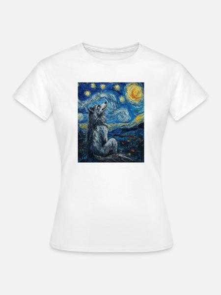 Wolf Van Gogh Style - Frauen T-Shirt - Weiß