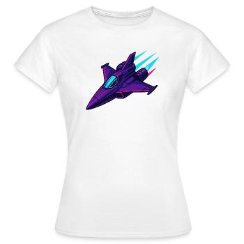 Neon-Kampfjet im Cyberstil - Frauen T-Shirt - Weiß - Vorne - AI Model Female 172 dark (172cm)