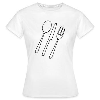 Couverts Fourchette Cuillère - T-shirt Femme - blanc - Devant - AI Model Female 172 dark (172cm)