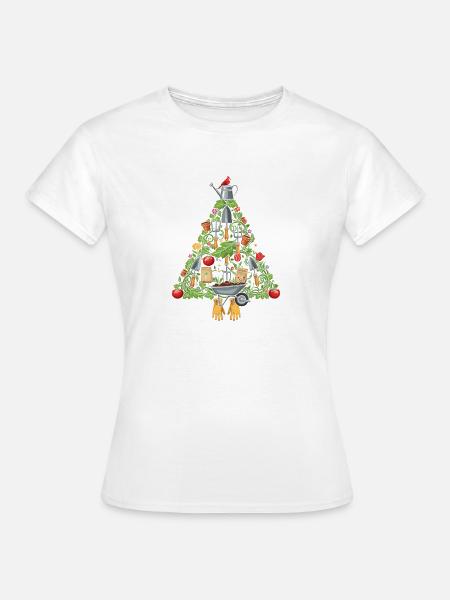 Gartenwerkzeug Dreiecksdesign Weihnachtsbaum  - Frauen T-Shirt - Weiß