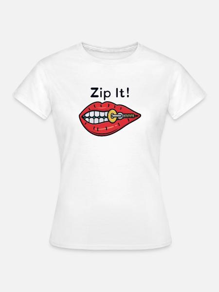 Zip It! Rote Lippen Reißverschluss - Frauen T-Shirt - Weiß