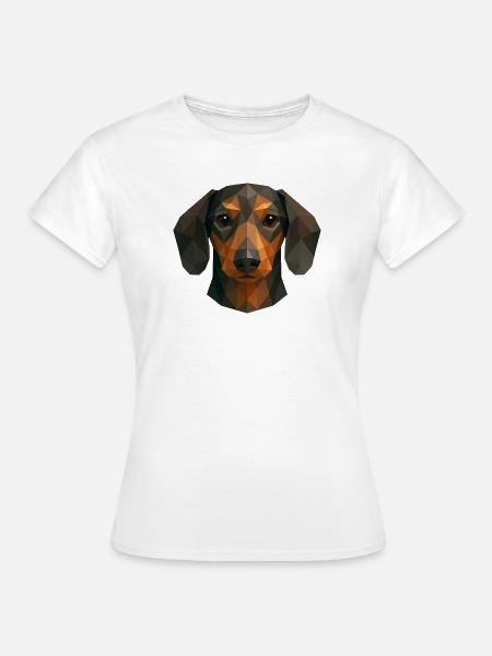 Süßer Dackel – Polygon Hundedesign - Frauen T-Shirt - Weiß