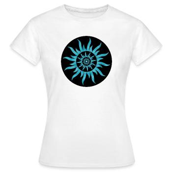 Sonne Spirale Blauer Saphir - Frauen T-Shirt - Weiß - Vorne - AI Model Female 172 dark (172cm)