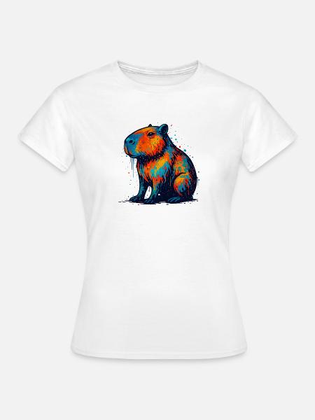 Farbenfroher Hippo Splash - Frauen T-Shirt - Weiß
