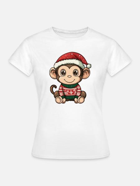 Affe Weihnachten - Frauen T-Shirt - Weiß