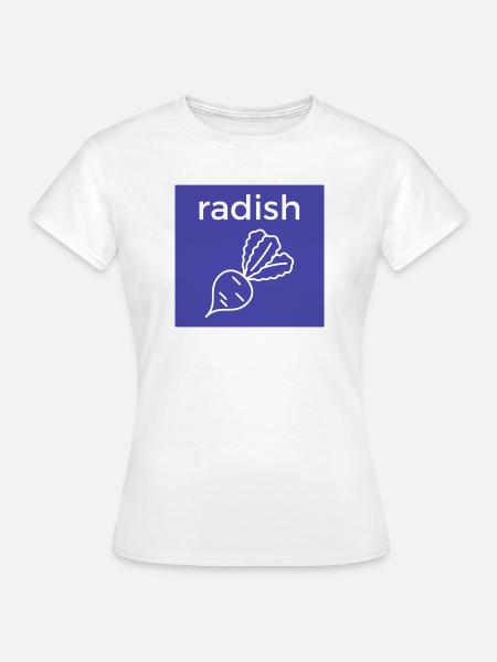Radieschen Linienstil auf Blau - Frauen T-Shirt - Weiß