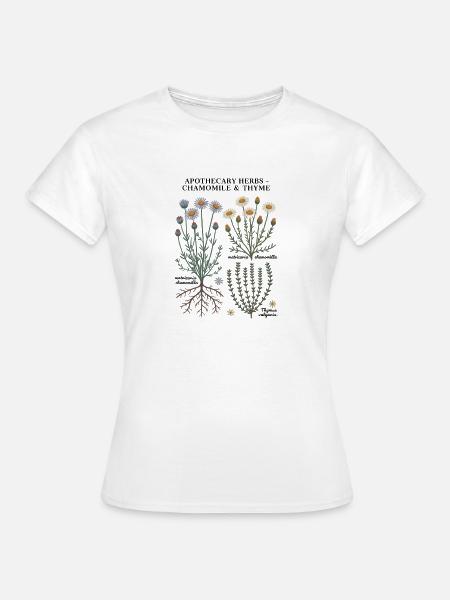 Apothecary Herbs – Kamille & Thymian - Frauen T-Shirt - Weiß
