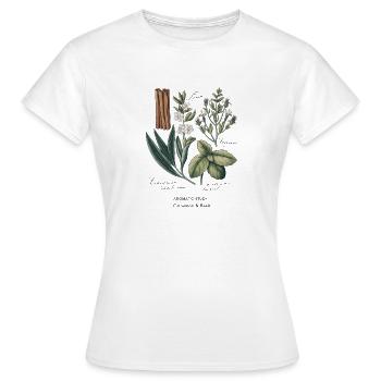 Botanische Kunst - Zimt & Basilikum - Frauen T-Shirt - Weiß - Vorne - AI Model Female 172 dark (172cm)
