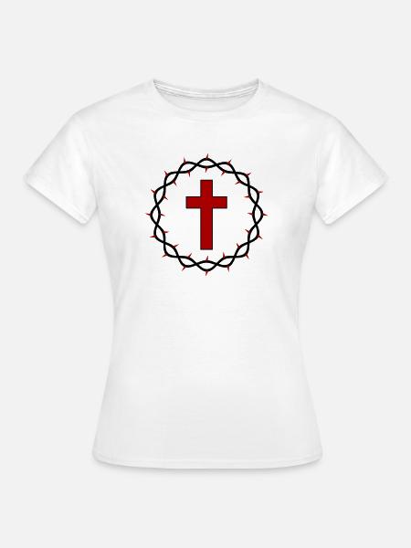 Kreuz und Dornenkrone - Frauen T-Shirt - Weiß