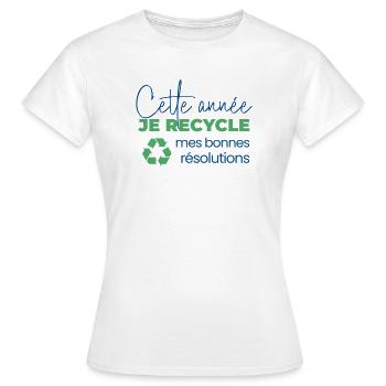 Cette année je recycle mes bonne résolutions - T-shirt Femme - blanc - Devant - AI Model Female 172 dark (172cm)