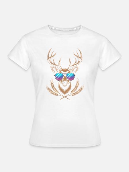 Hirsch mit Geweih - Frauen T-Shirt - Weiß