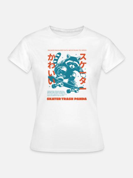 SKATER TRASH PANDA - Frauen T-Shirt - Weiß