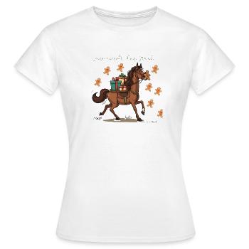 Cheval de Noël avec Cadeaux Trotter - - T-shirt Femme - blanc - Devant - AI Model Female 172 dark (172cm)
