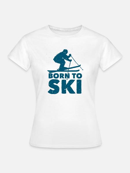 Born to Ski Silhouette - Frauen T-Shirt - Weiß