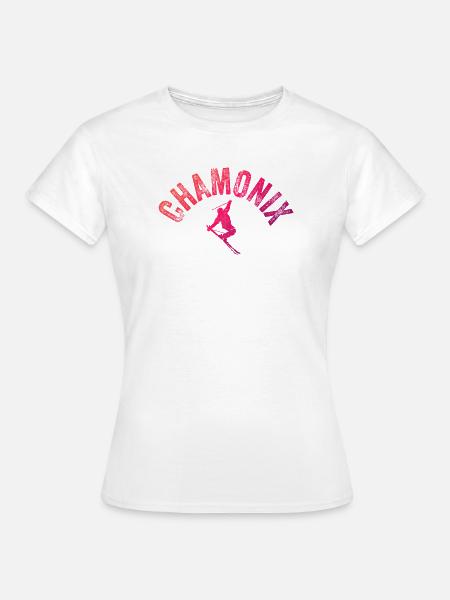 Chamonix Arch Skier Gradient - Frauen T-Shirt - Weiß