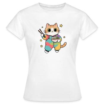 Cat Ramen Colorful Kimono - Women's T-Shirt - white - Front - AI Model Female 172 dark (172cm)