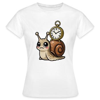 Escargot avec horloge sur coquille - T-shirt Femme - blanc - Devant - AI Model Female 172 dark (172cm)