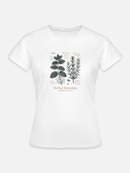 Heilpflanzen – Minze & Rosmarin - Frauen T-Shirt - Weiß
