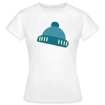 Bonnet bleu motif d’accent - T-shirt Femme - blanc - Devant - AI Model Female 172 dark (172cm)