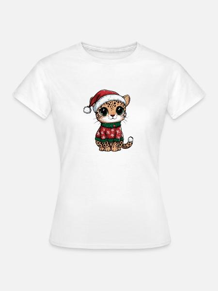 Leopard Weihnachten - Frauen T-Shirt - Weiß