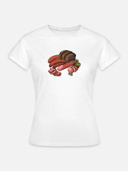 Herzhafte Wurst & Brot Collage - Frauen T-Shirt - Weiß