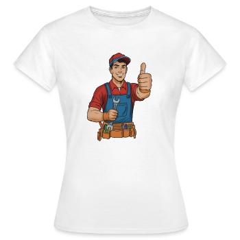 Fröhlicher Handwerker Daumen Hoch - Frauen T-Shirt - Weiß - Vorne - AI Model Female 172 dark (172cm)