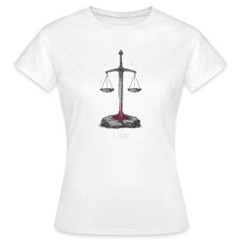 Schwert der Gerechtigkeit und Macht - Frauen T-Shirt - Weiß - Vorne - AI Model Female 172 dark (172cm)
