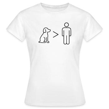 Dogs over men - Design von Vany schreibt - Frauen T-Shirt - Weiß - Vorne - AI Model Female 172 dark (172cm)