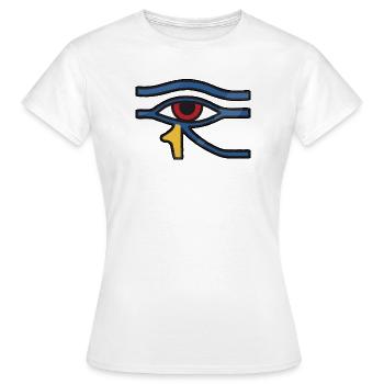 Oeil d’Horus Ligne Bleue - T-shirt Femme - blanc - Devant - AI Model Female 172 dark (172cm)