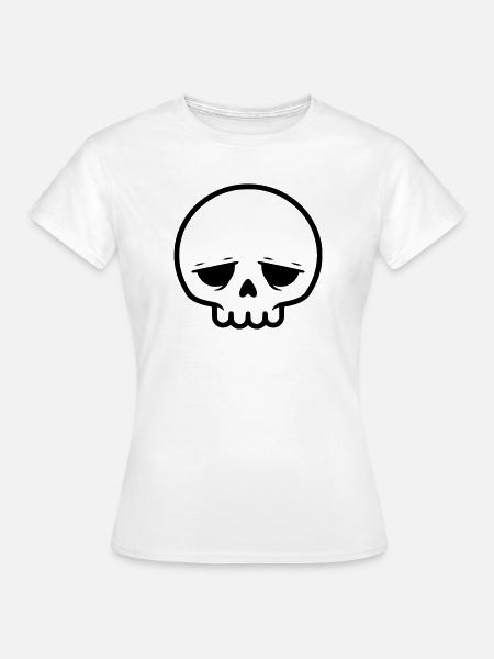 Trauriger Totenkopf | Emo & Goth Design - Frauen T-Shirt - Weiß