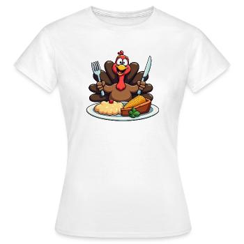 Thanksgiving Drôle Dinde de Thanksgiving - T-shirt Femme - blanc - Devant - AI Model Female 172 dark (172cm)