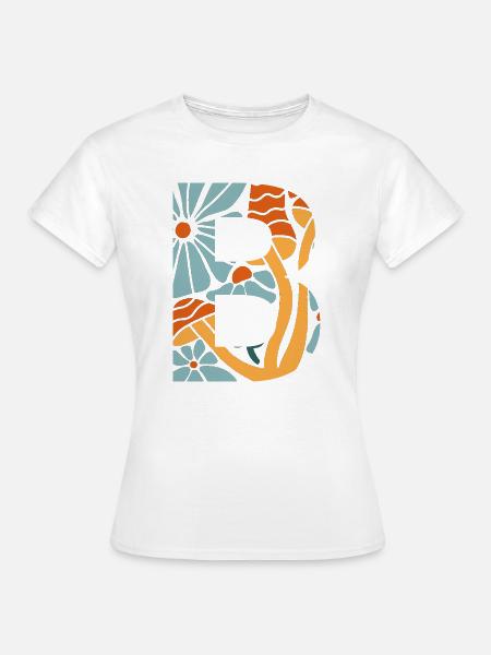 Buchstabe b groovige Blumen Geschenkidee - Frauen T-Shirt - Weiß