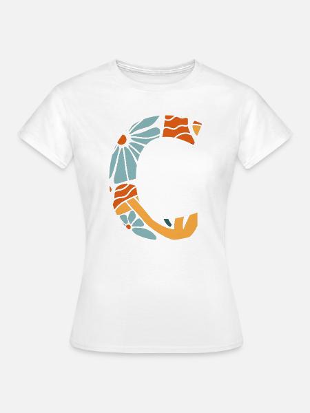 Buchstabe c groovy Blumen Geschenkidee - Frauen T-Shirt - Weiß