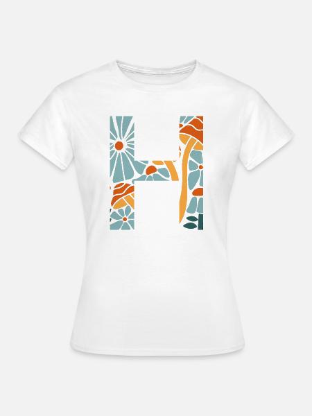 Buchstabe h groovige Blumen Geschenkidee - Frauen T-Shirt - Weiß
