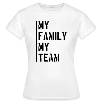 Dicton de l’équipe familiale - T-shirt Femme - blanc - Devant - AI Model Female 172 dark (172cm)
