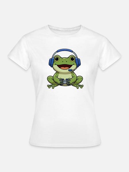 Frosch beim Gamen - Frauen T-Shirt - Weiß
