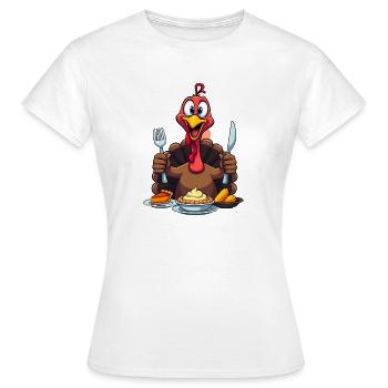 Thanksgiving Drôle Dinde de Thanksgiving - T-shirt Femme - blanc - Devant - AI Model Female 172 dark (172cm)