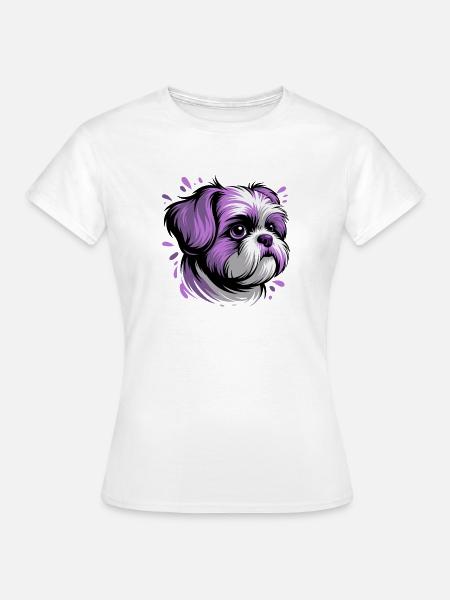 Purpur Hund Kopfporträt - Frauen T-Shirt - Weiß