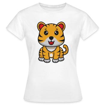 Dessin animé de tigre - T-shirt Femme - blanc - Devant - AI Model Female 172 dark (172cm)