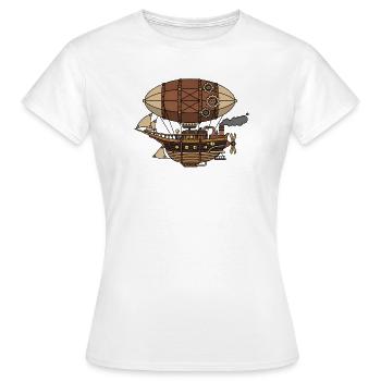 Steampunk Airship - Women's T-Shirt - white - Front - AI Model Female 172 dark (172cm)