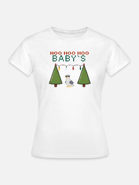 Pixel-Weihnachtsvogel mit Lichterketten - Frauen T-Shirt - Weiß
