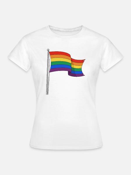 Regenbogenflagge kurvige Strecken - Frauen T-Shirt - Weiß