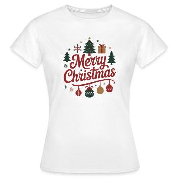 Lettrage de Noël joyeux avec des boules de Noël - T-shirt Femme - blanc - Devant - AI Model Female 172 dark (172cm)