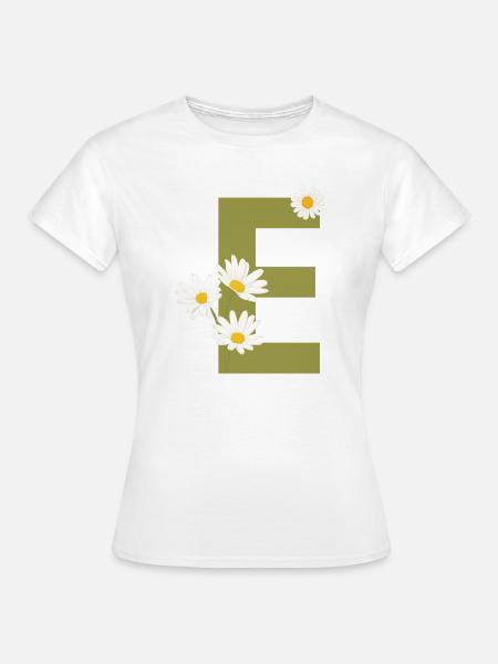 Grüne Gänseblümchen Brief - Frauen T-Shirt - Weiß