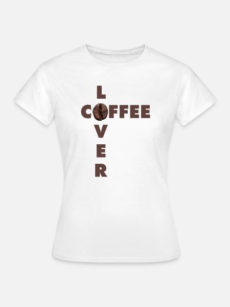 Kaffeeliebhaber-Design mit echter Bohne - Frauen T-Shirt - Weiß
