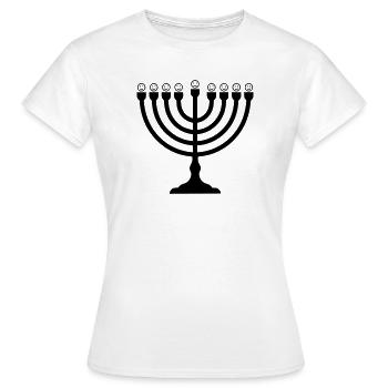 Menorah amusante avec des smileys | Symbole de Hanoukka - T-shirt Femme - blanc - Devant - AI Model Female 172 dark (172cm)