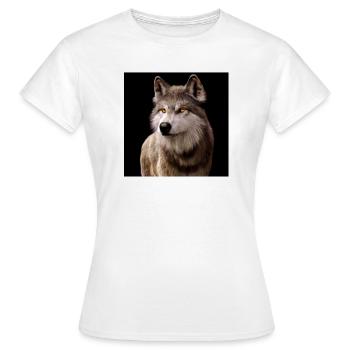 Wolfsblick Bernstein im Dunkel - Frauen T-Shirt - Weiß - Vorne - AI Model Female 172 dark (172cm)